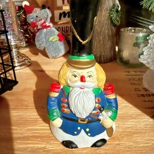 Festive Ceramic Nutcracker Bell Figurine - Multicolor